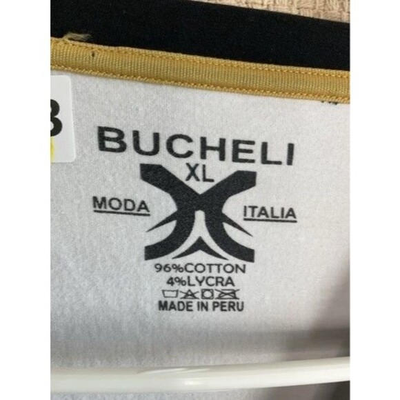 Bucheli Italian Print Shiny Gold Lion Chest Logo Short Sleev T-Shirt Men Size XL - Picture 2 of 11